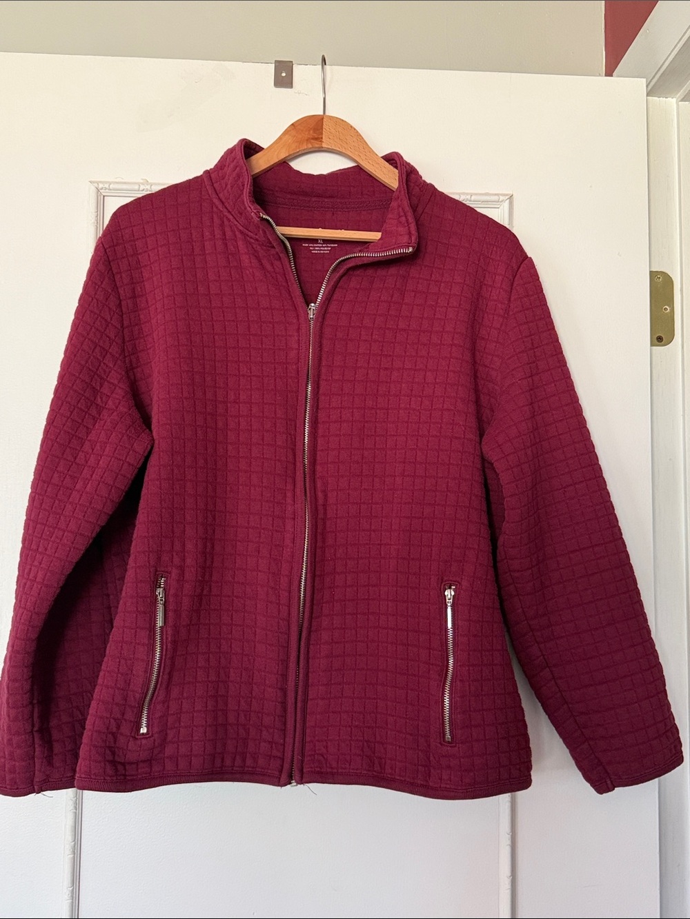 Karen Scott Women's Quilted Zip-Up Jacket in Burgundy
